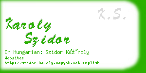 karoly szidor business card